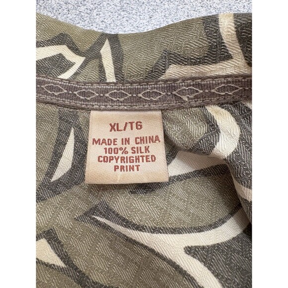 Tommy Bahama 100% Silk Khaki Green & Cream Floral tropical Hawaiian Men XL Shirt - Picture 6 of 9